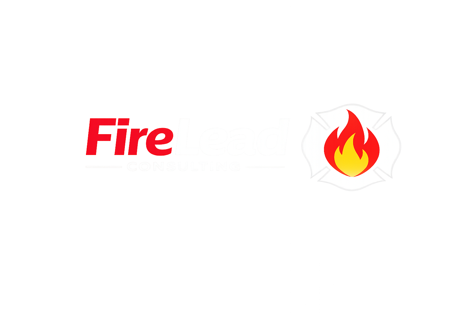 Logo for FireLead Consulting, featuring the company name in red and white text, accompanied by a stylized flame icon with red and yellow colors.