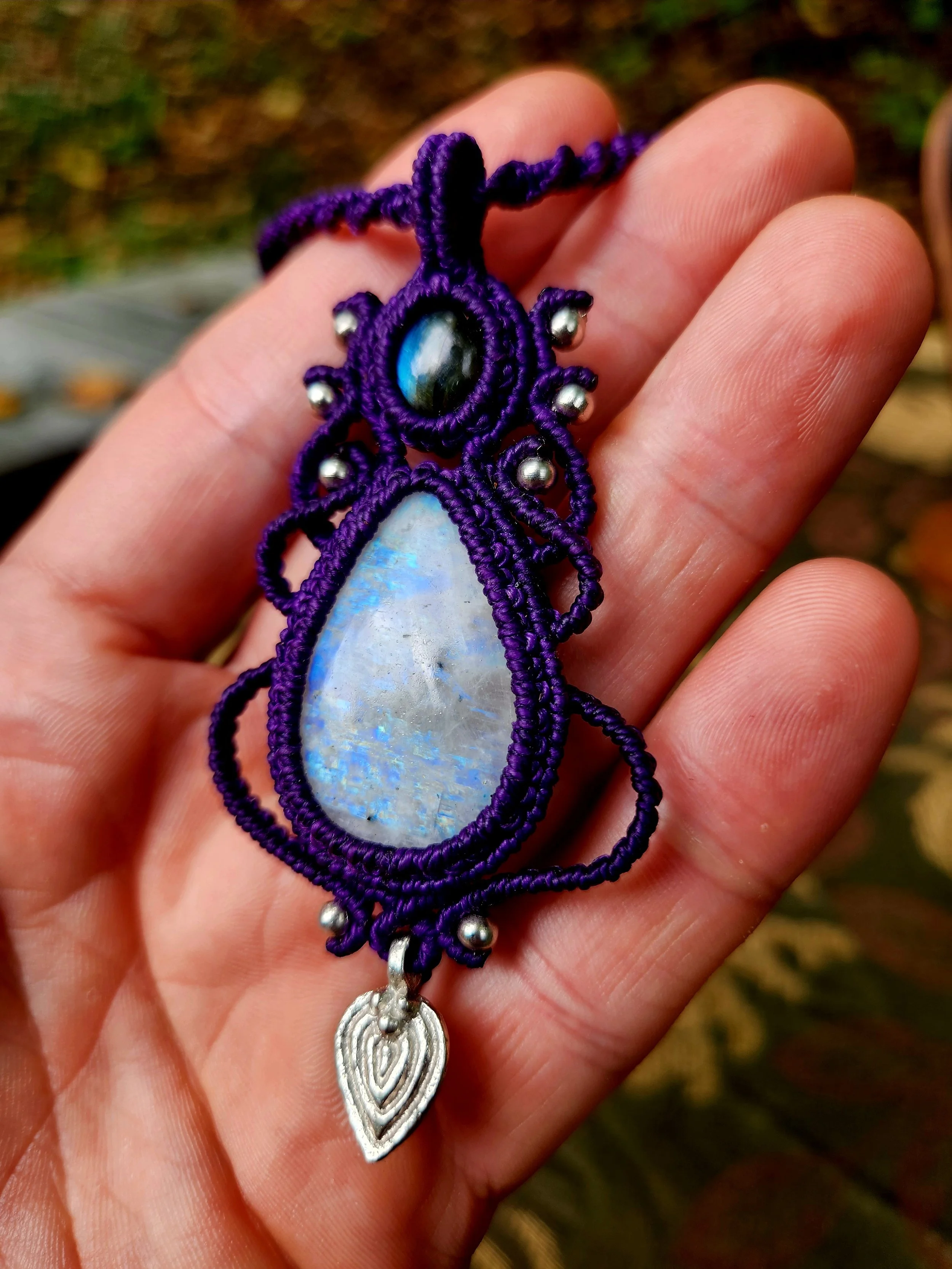 Rainbow Moonstone and Labradorite Pendant
