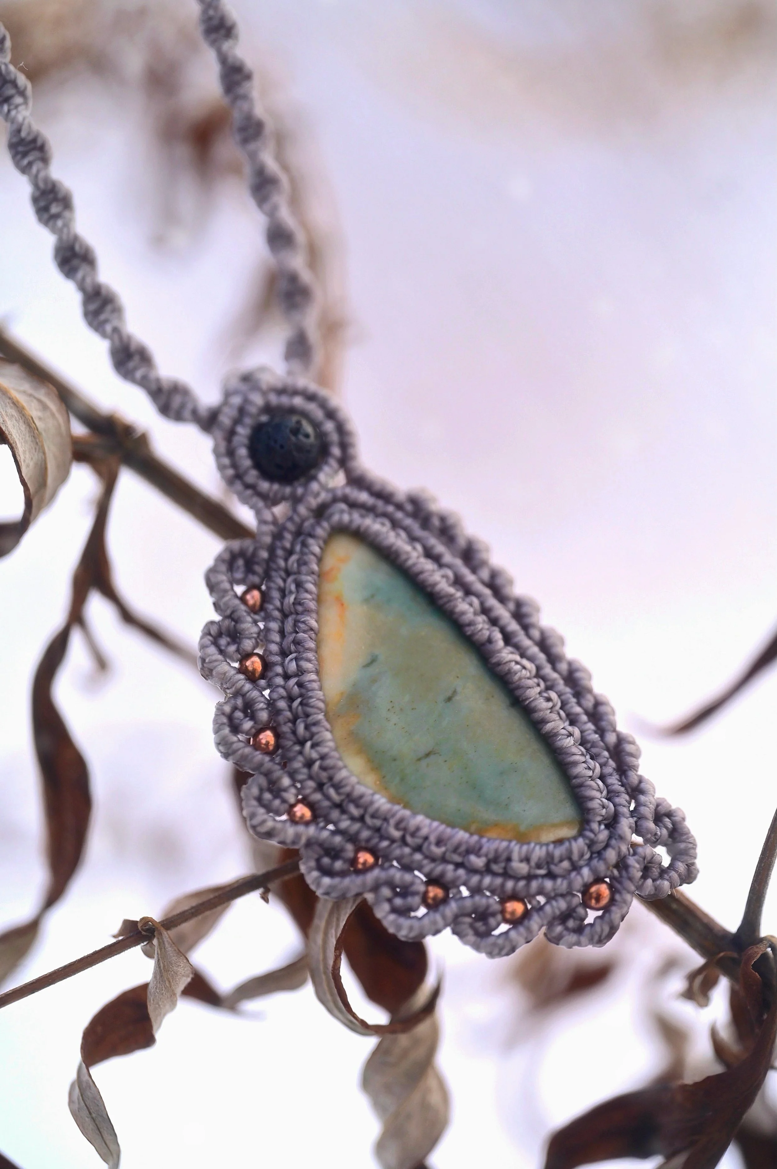 Jasper with Lava Stone and Copper Necklace