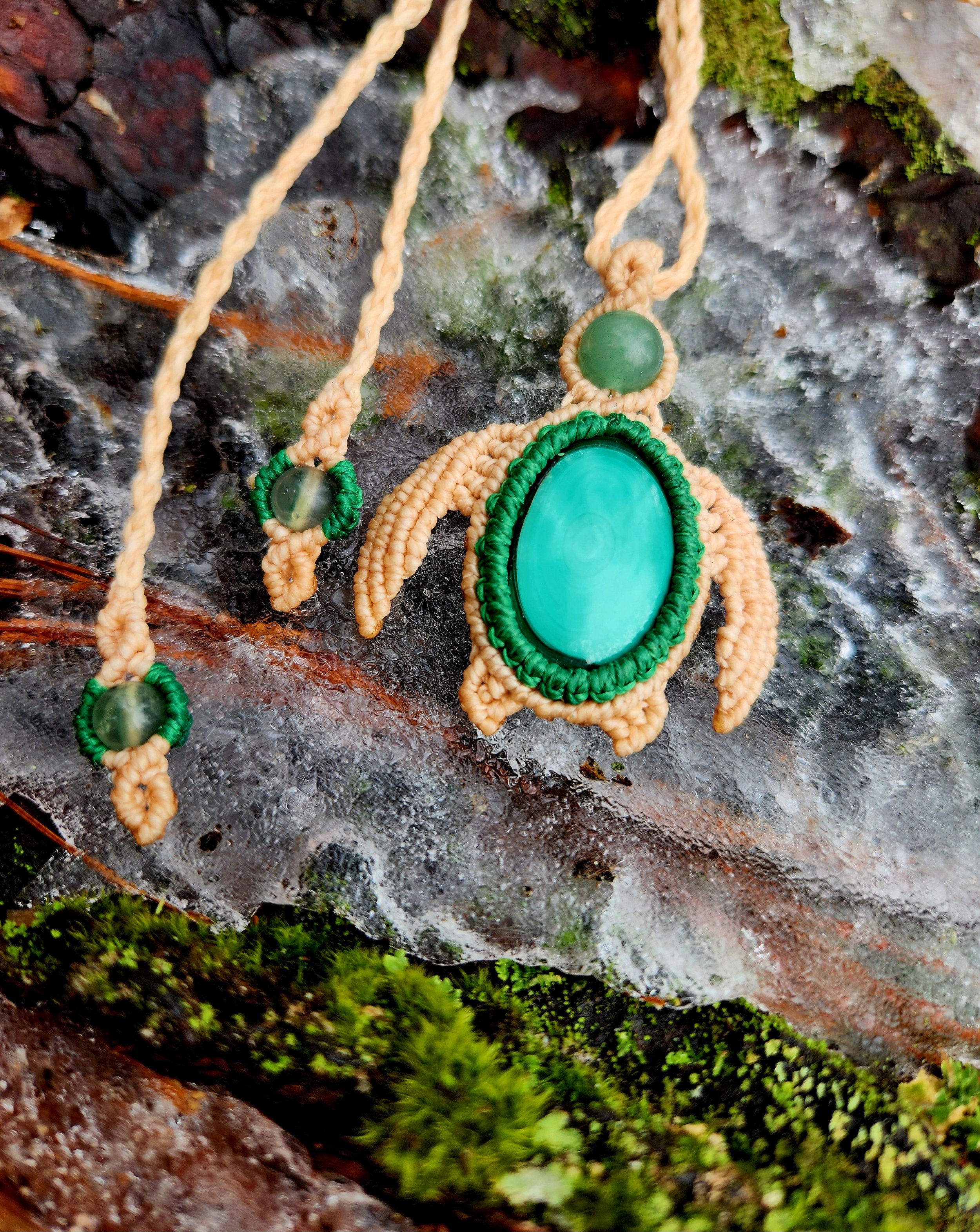 Malachite Turtle Shell Necklace