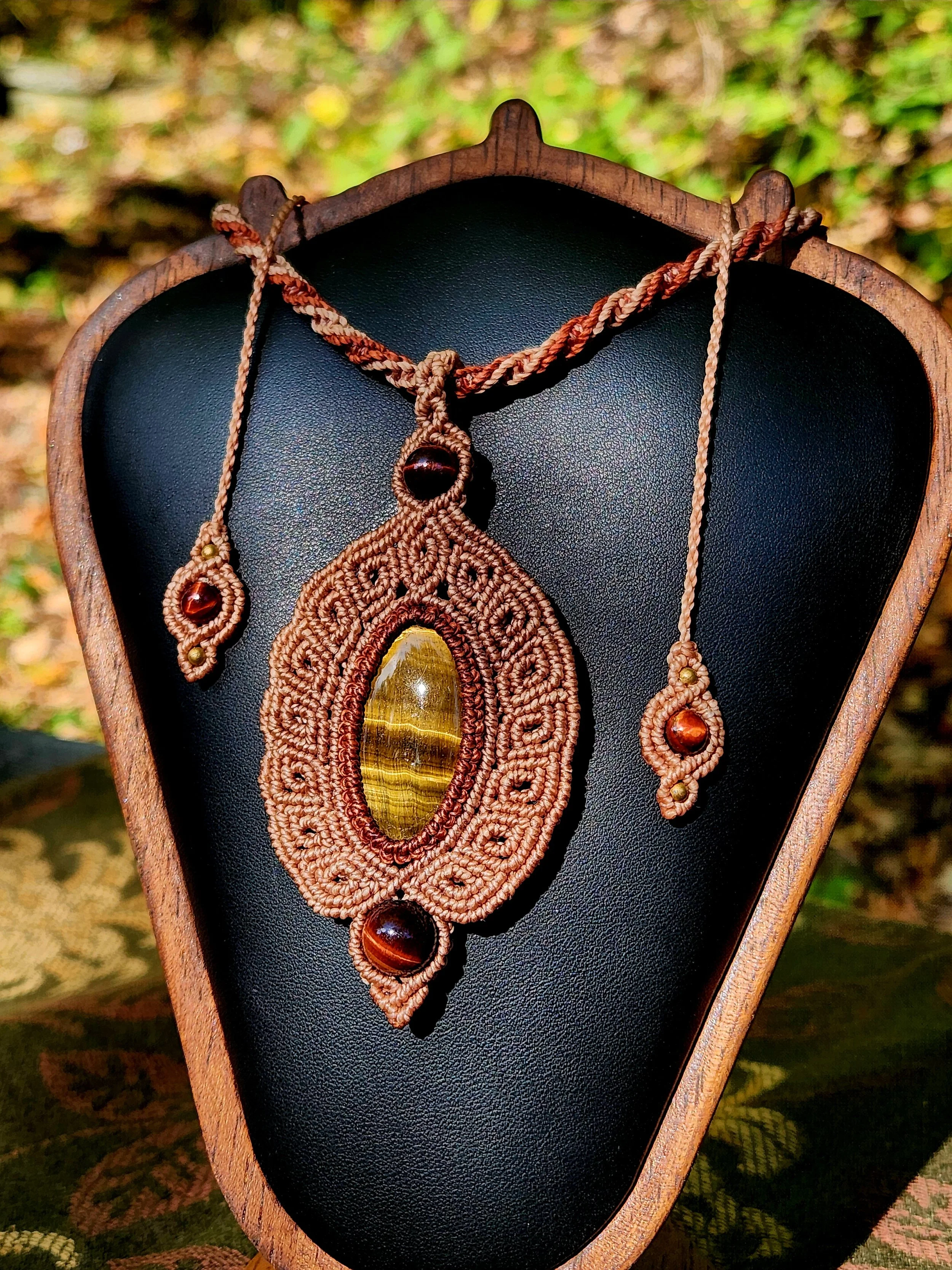 Tribal Inspired Macramé Necklace with Tiger Eye