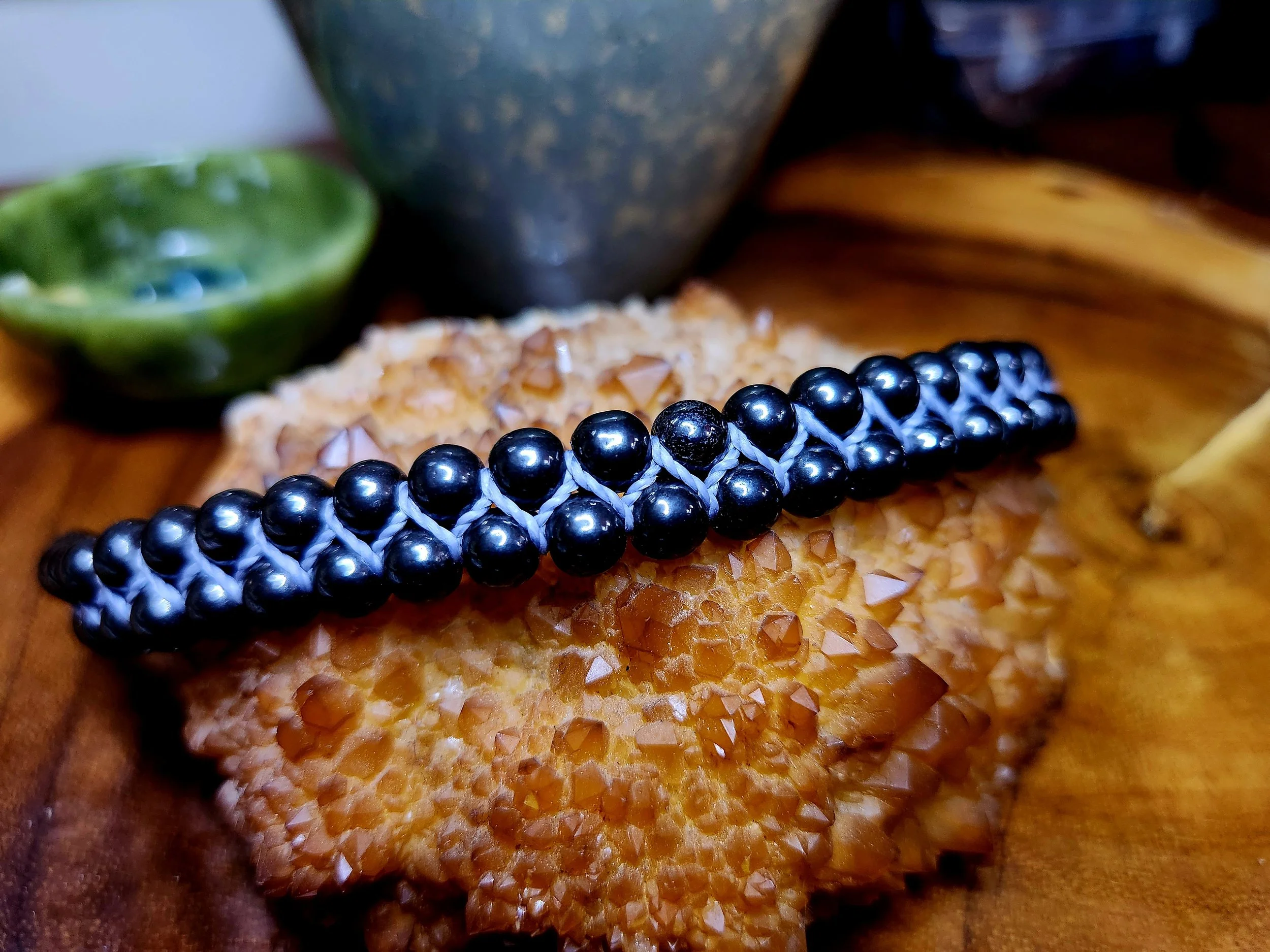 Zig Zag Tribal Cuff Bracelet with Hematite Beads