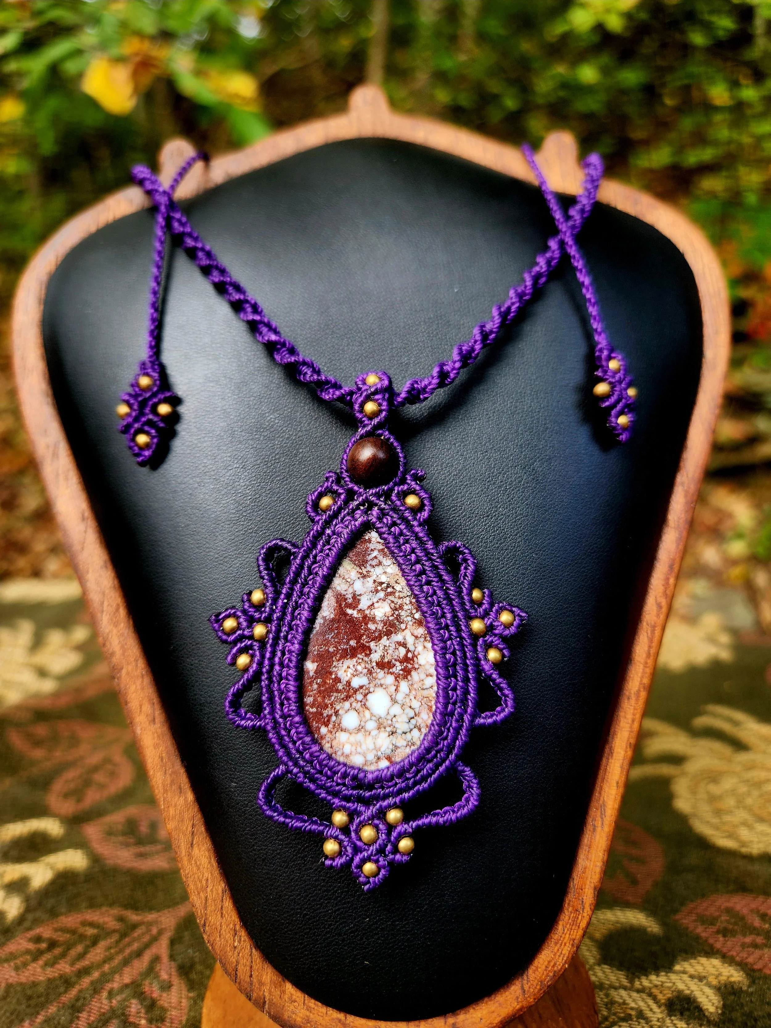 Beautiful Appaloosa Stone Necklace with Brass Beads