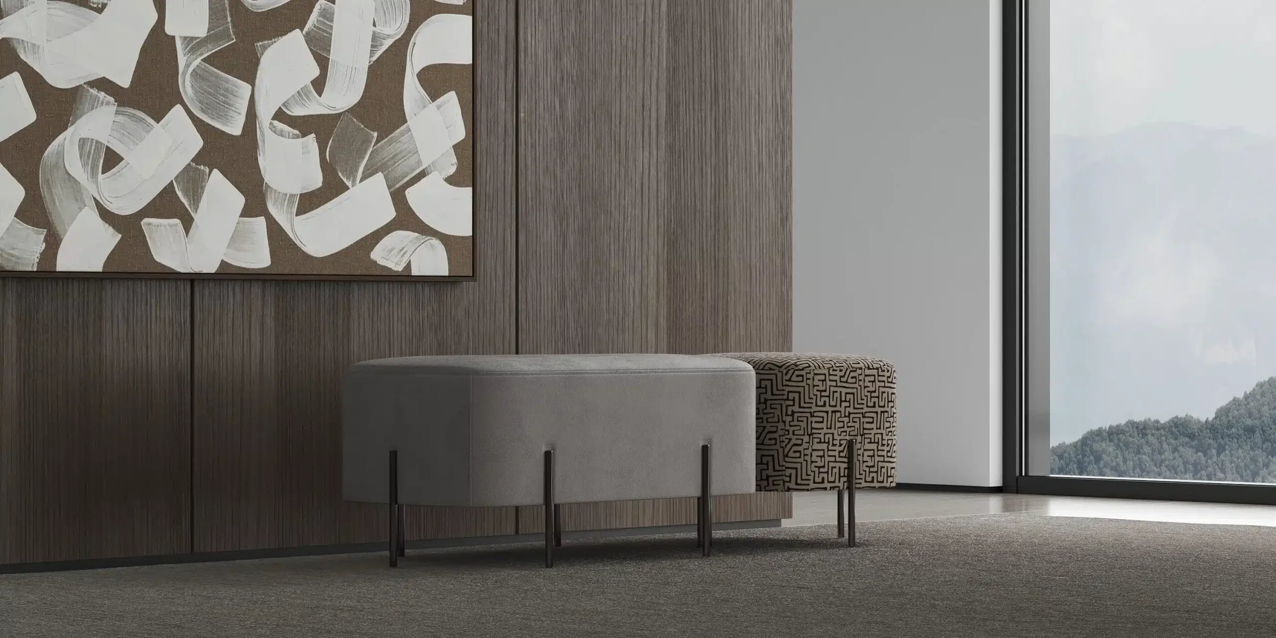 Modern pouf, model belle pouf, bespoke furniture.