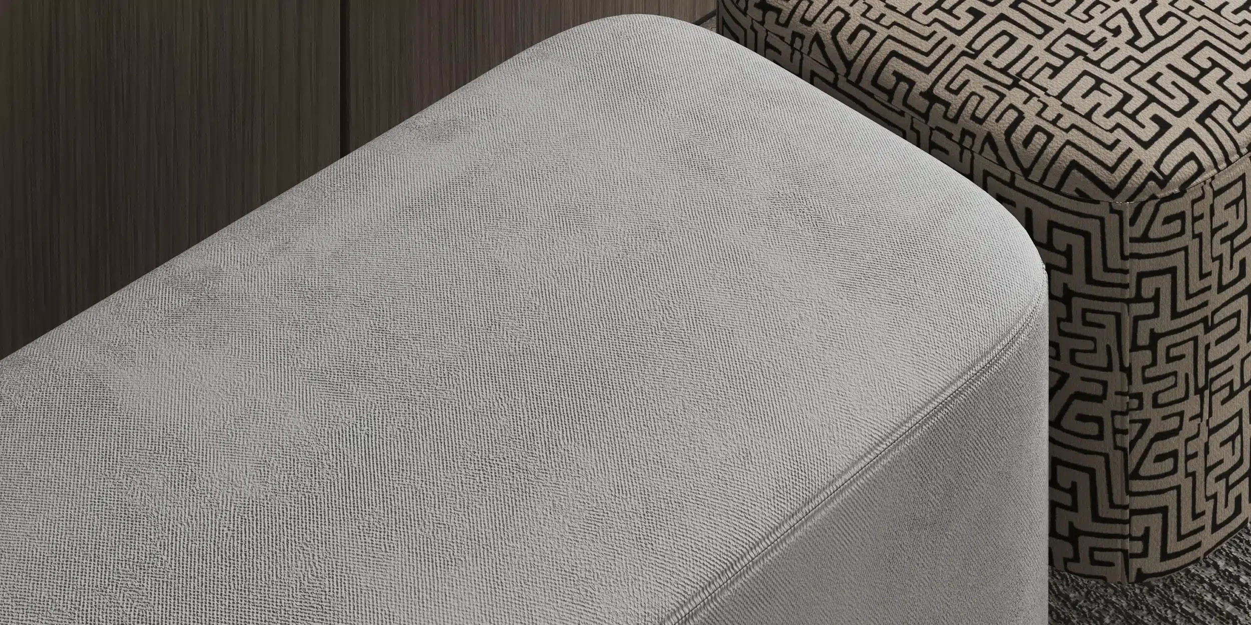 Poufs crafted from selected premium materials.