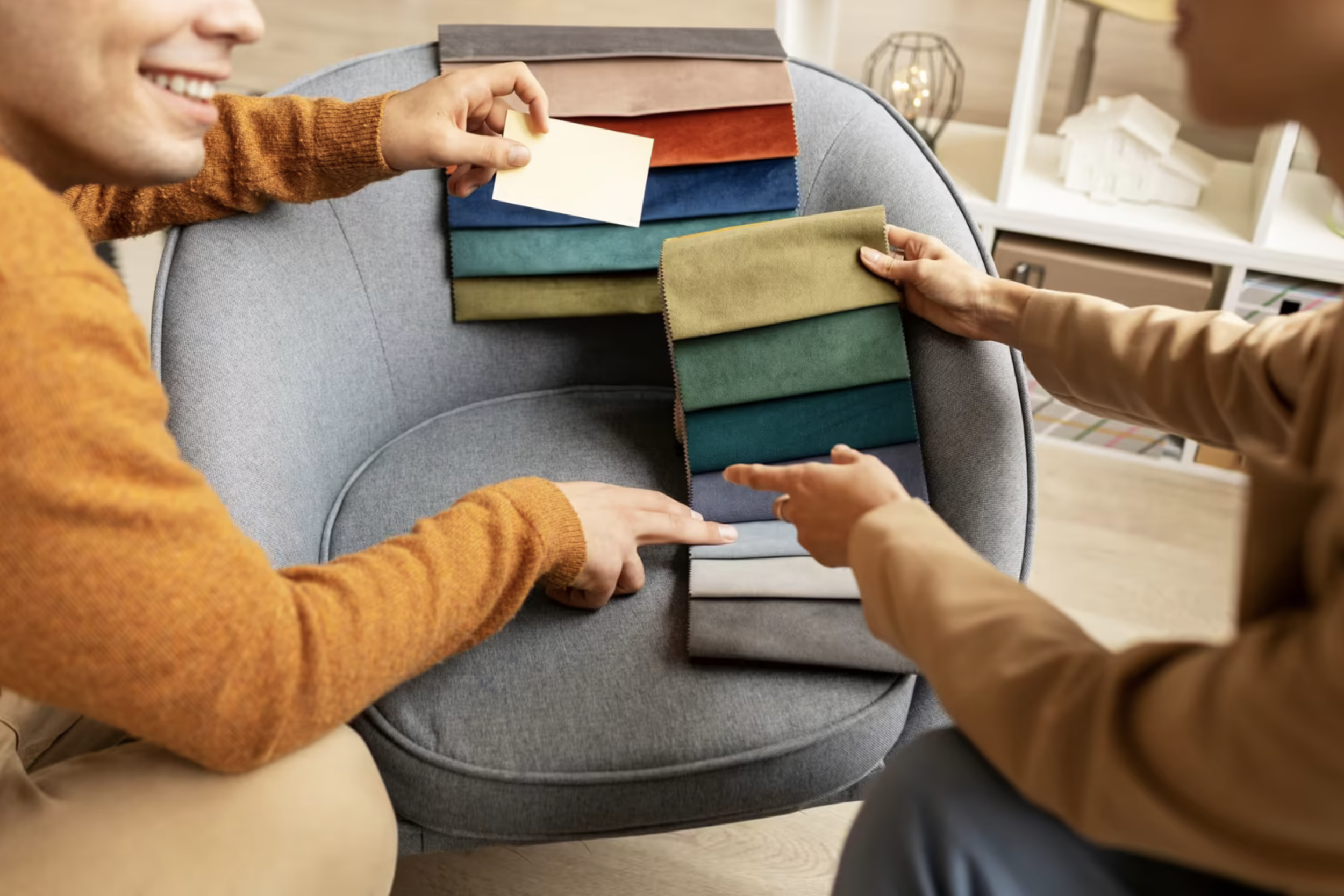 Choose your materials for your sofa, chair, furniture.