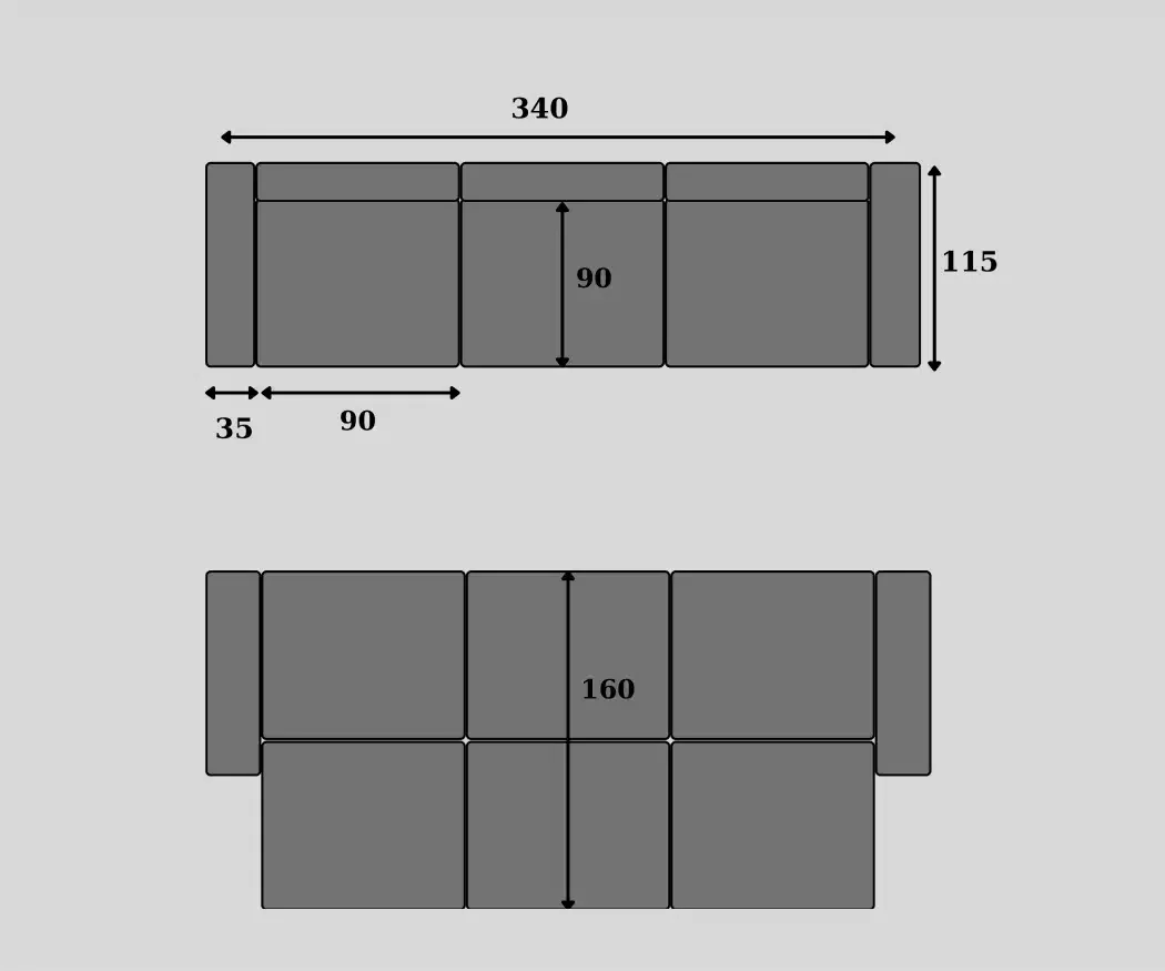 Technical sofa design nr.3, sofa bed design.