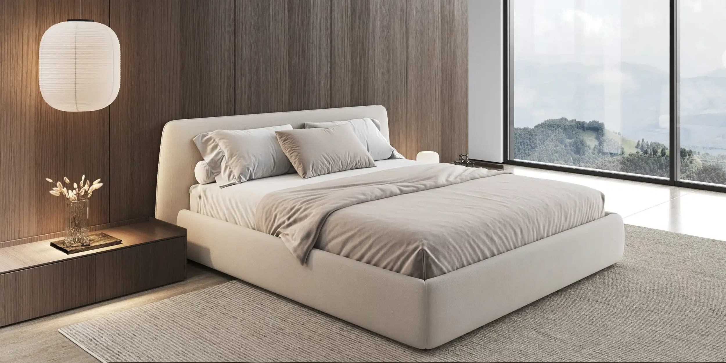 Minimalistic bed design model allure life.