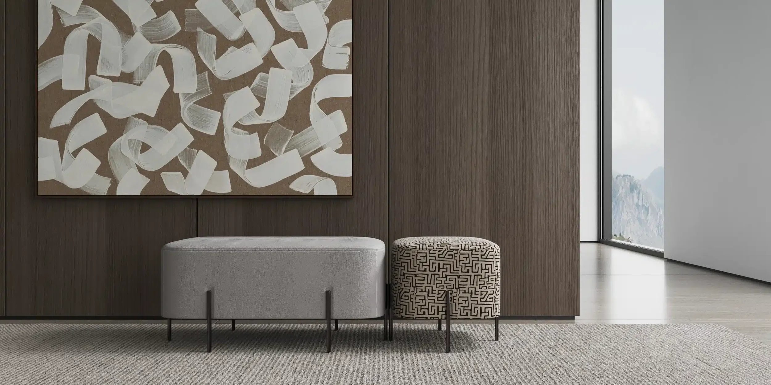 Luxury pouf design, pouf model belle pouf, bespoke furniture.