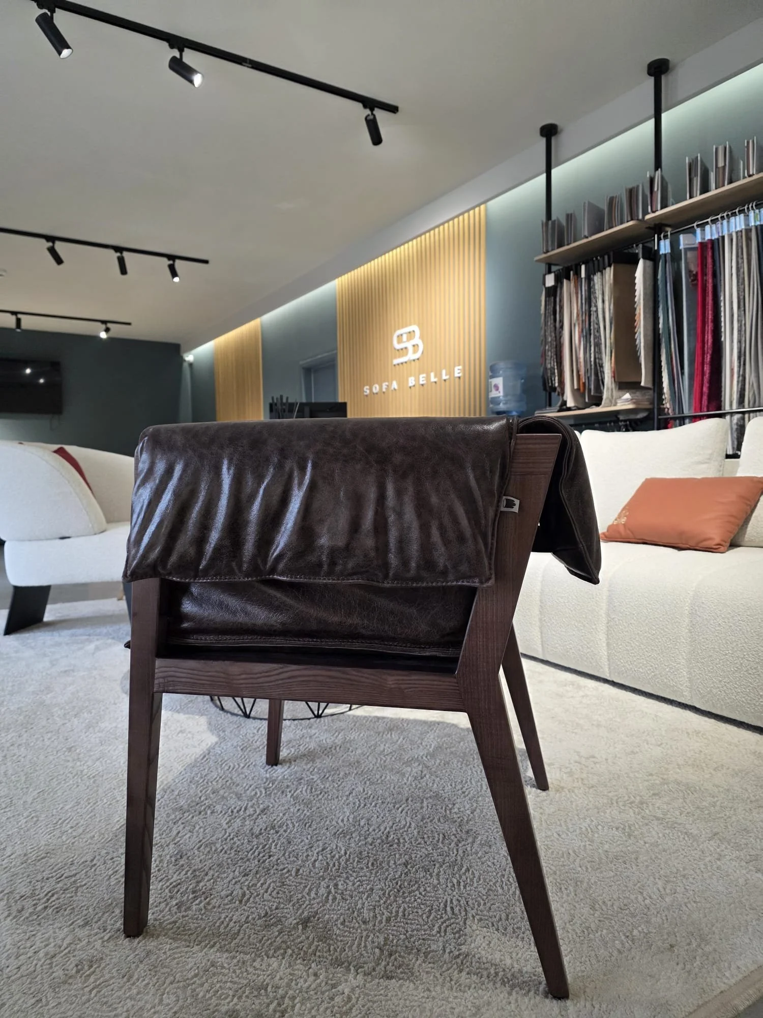 Brown leather chair, sofa belle.