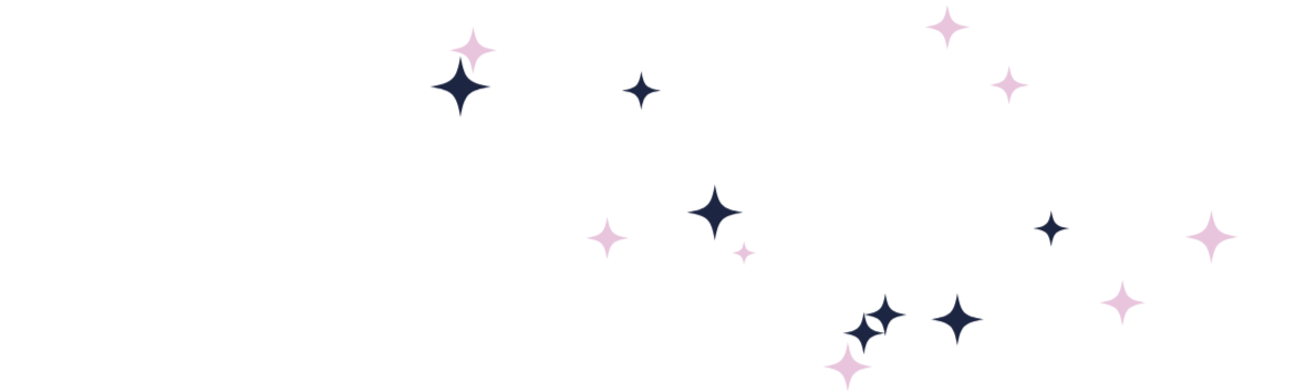 Various pink and dark blue stars scattered across a black background