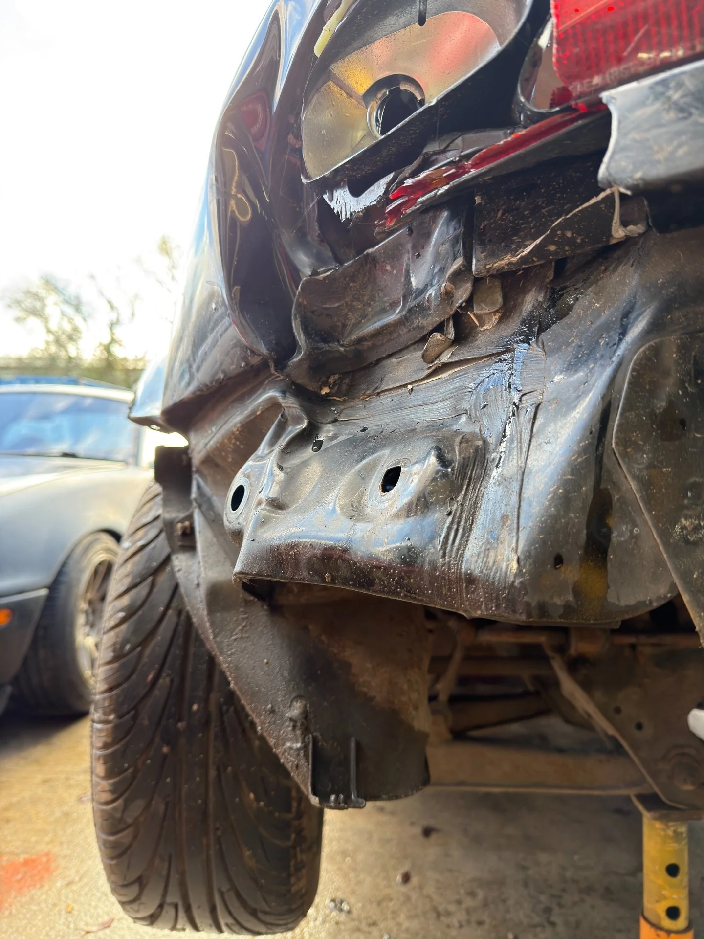 Swipe to unbend this crashed MK1 MX5 
- Let us know what you think ✂️🤘

We have removed all the panels that had crash damage and corrosion 🛠️

Replacing the following:
- New inner sill section
- New back plate to sill 
- Reclaimed boot pocket, oute