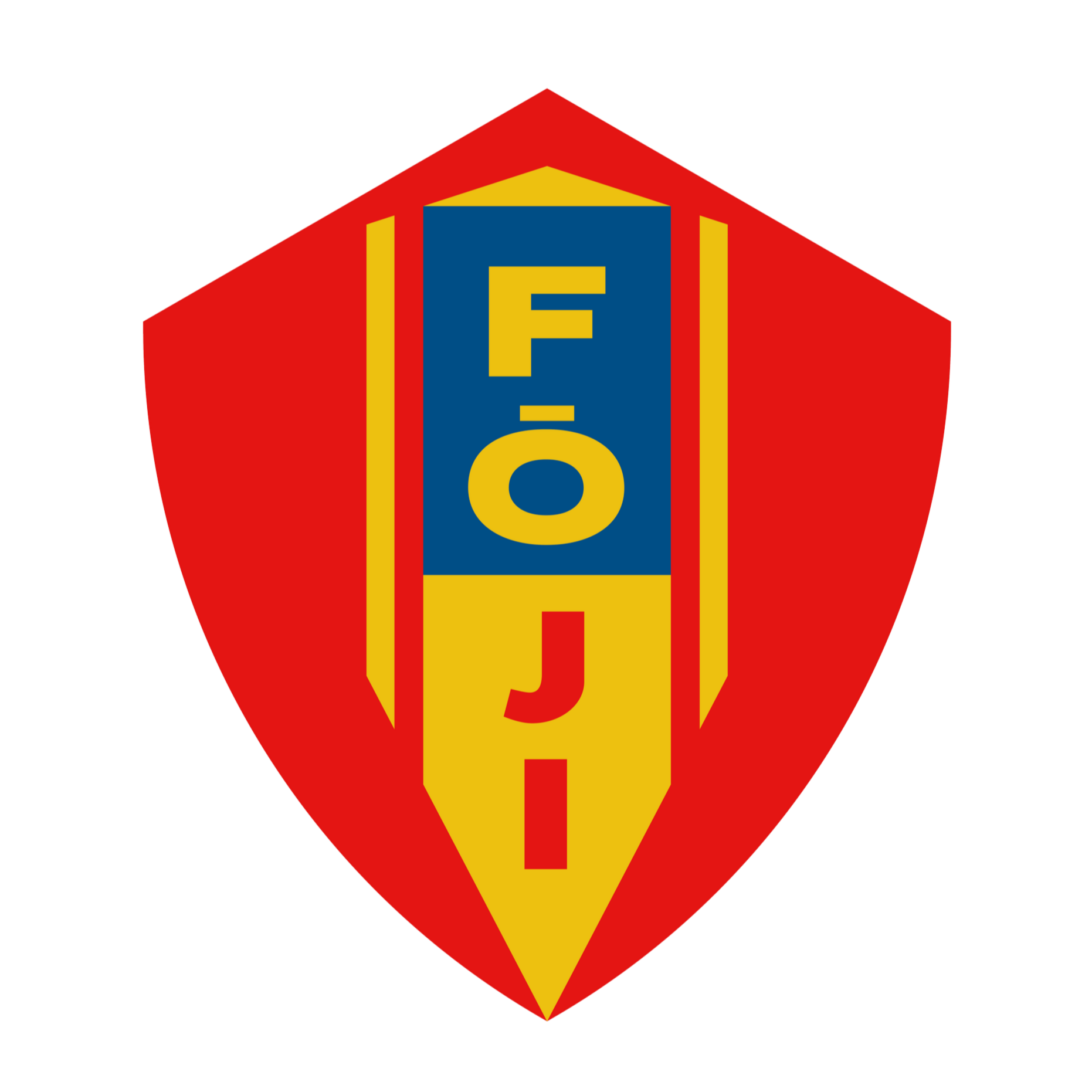 Colorful shield-shaped logo with the word 'FOJI' vertically arranged in blue and yellow colors.