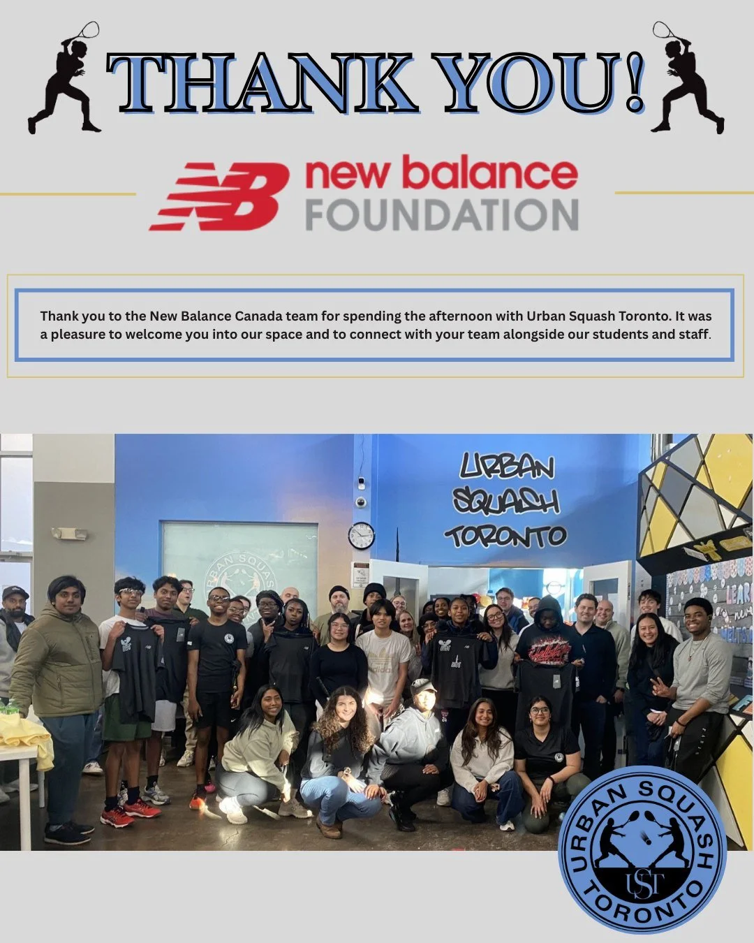 UST x @newbalance !! 🇨🇦

Sharing lunch together and participating in activity sessions created meaningful opportunities for connection. Our students were proud to lead the squash lessons, demonstrating confidence and leadership, while the t-shirt c
