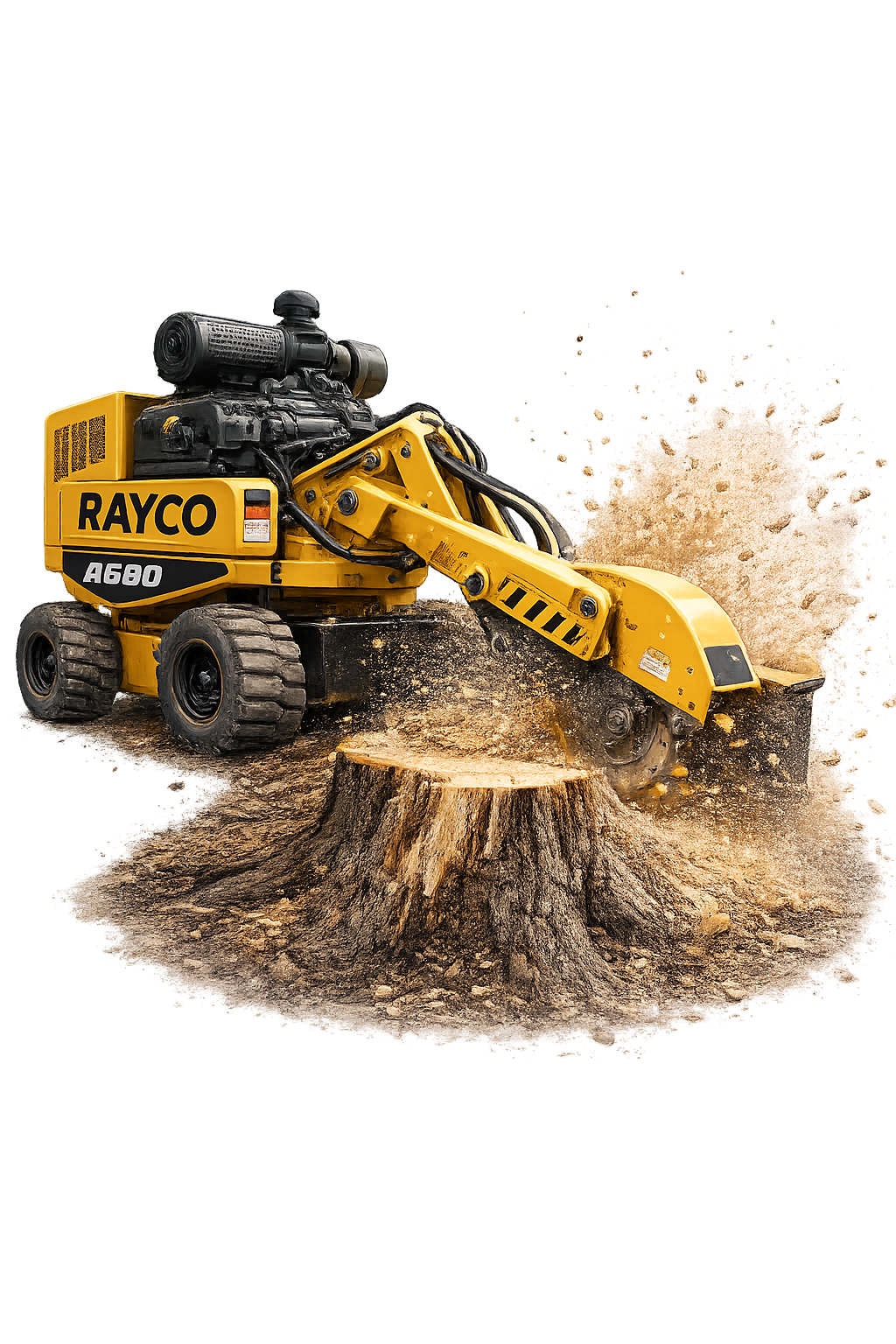 Stump grinding service in Monroe NC removing large tree stump from residential yard by Brothers Tree Service