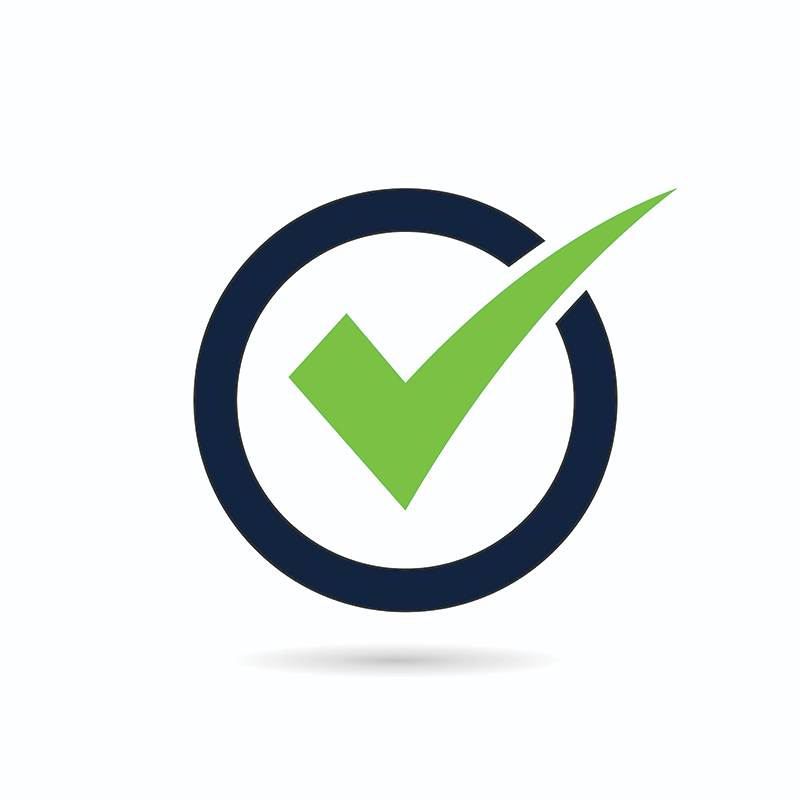 Illustration of a green checkmark inside a dark circle