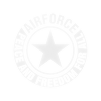 Zwart en wit logo van de Air Force Police met een ster in het midden en de woorden 'AIRFORCE POLICE AND FREEDOM 1878' eromheen.