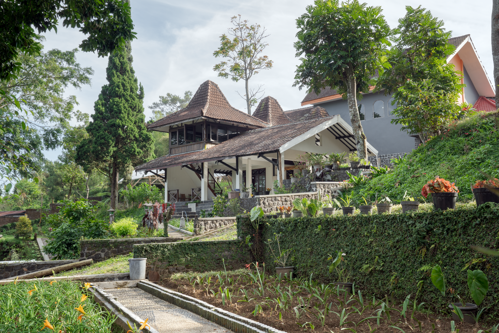 Joglo Sewa Vila Narwastu di Pacet, Mojokerto untuk retreat, LDKS, team building, gathering. Vila nyaman, luas, dan fasilitas lengkap