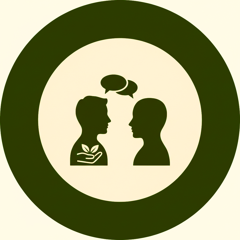 A professional consultation between a therapist and client to discuss health history and specific tension areas before treatment