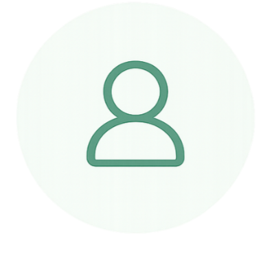 Outline of a person icon on a light green background