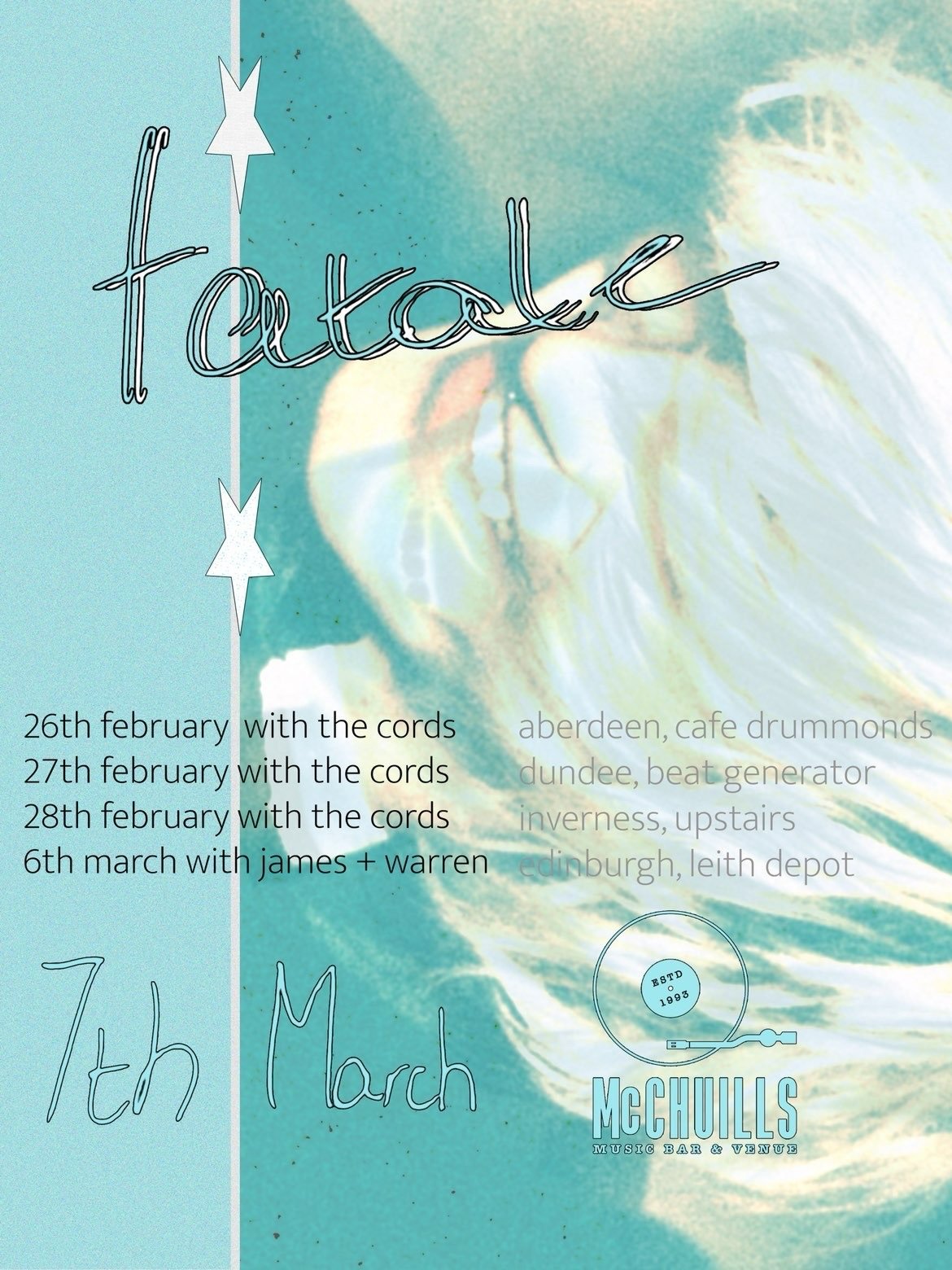 ✪ SCOTTISH TOUR ✪

This Thursday we set out with @the.cords_band for three nights of indie-pop magic. Then we&rsquo;re back after a short rest to play Leith Depot with James Kirk &amp; @starry_skies_music . Finally, we bring it on home to @mcchuills_