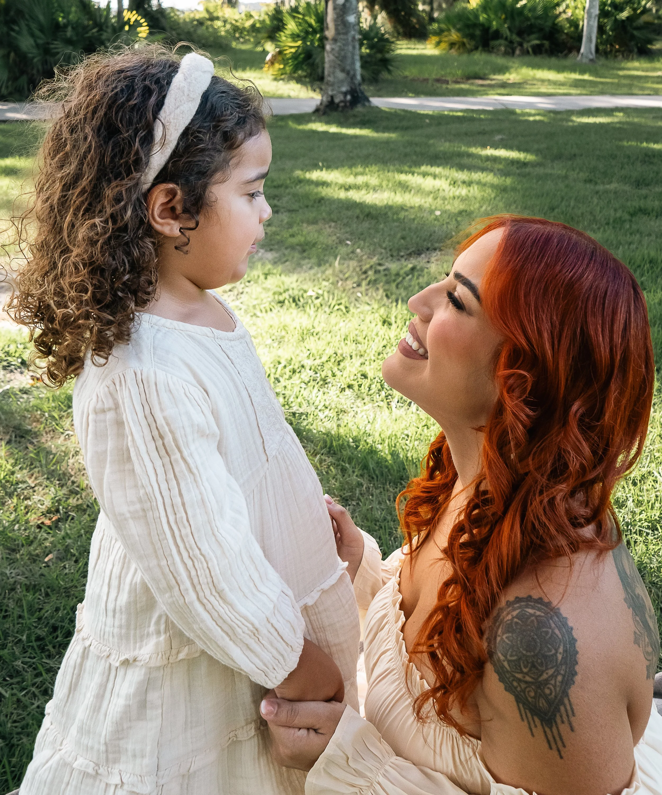 Having a moment with Mom, nothing else matters