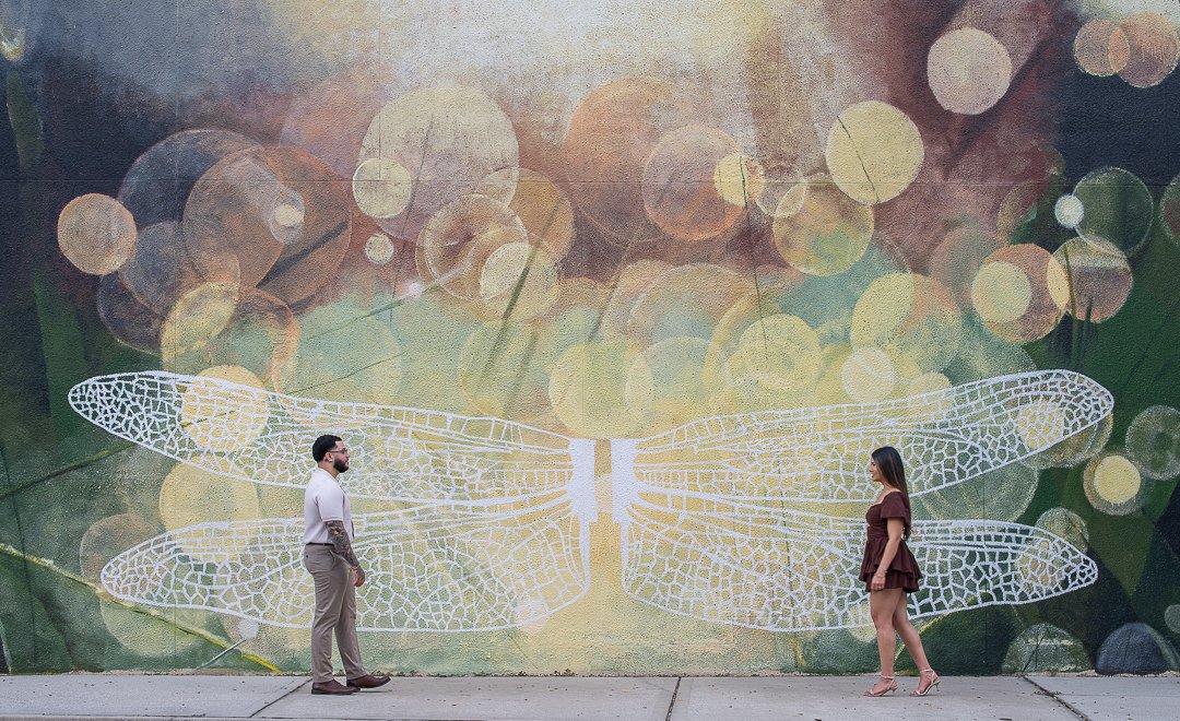 Romantic couple at downtown San Marcos, FL  captured by Karen Fabiola Photo