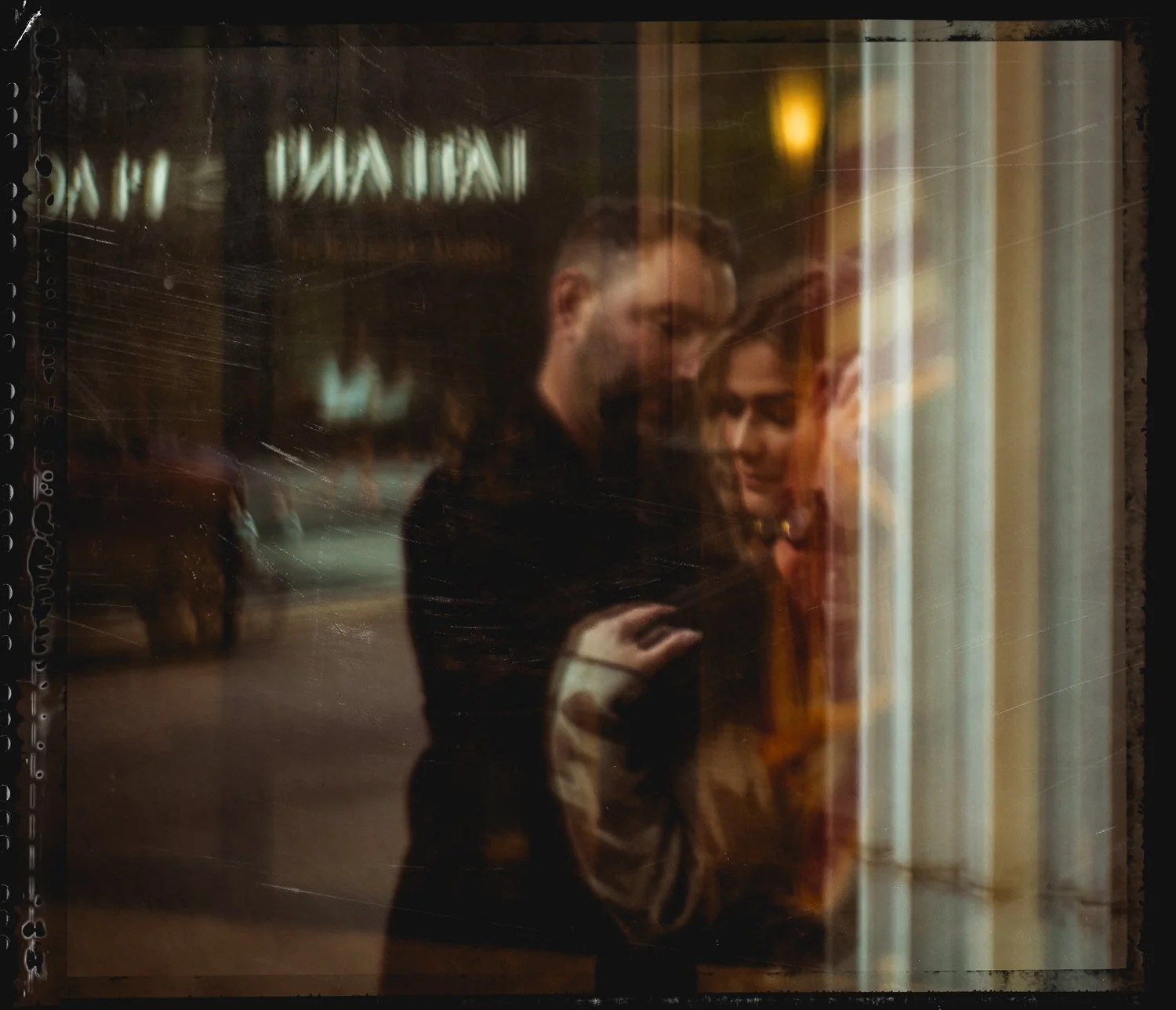 Film Style engagement photos at downtown Jacksonville. Fine Art, Emotive and beautiful. Karen Fabiola Photo