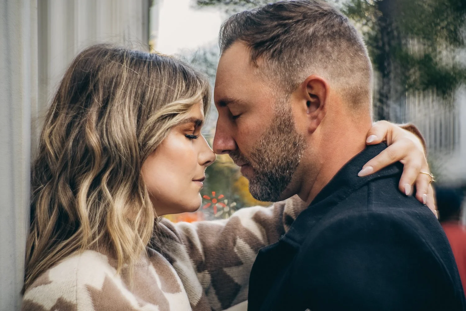 Just connect. This couple photos at downtown was full of moments like this... connections. love. film style. petzval 85. Karen Fabiola Photo