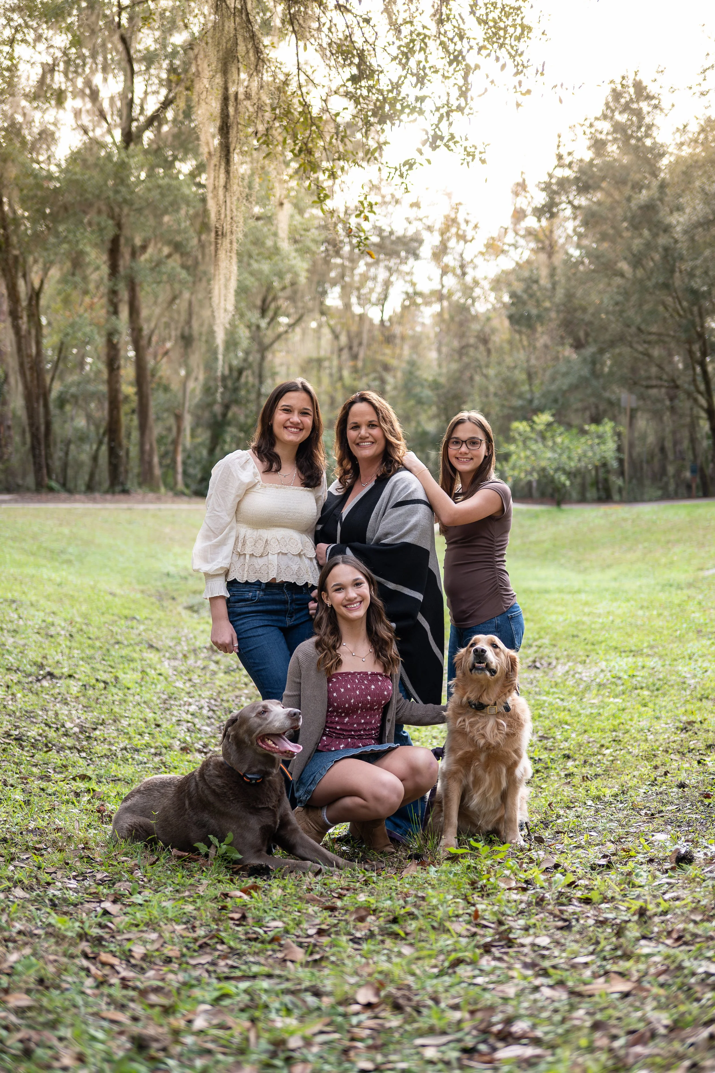 Mom with her three girls at the park