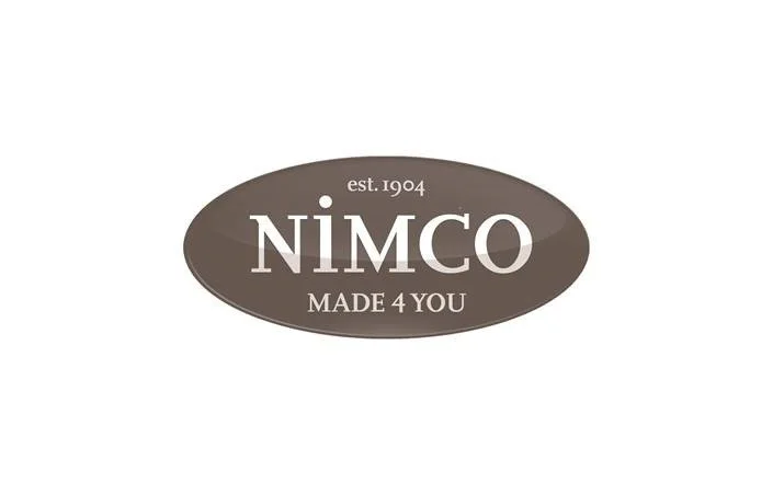 Logo von NIMCO mit Braunschrift auf braunem Hintergrund, inklusive Text "est. 1904" und slogans "MADE 4 YOU".