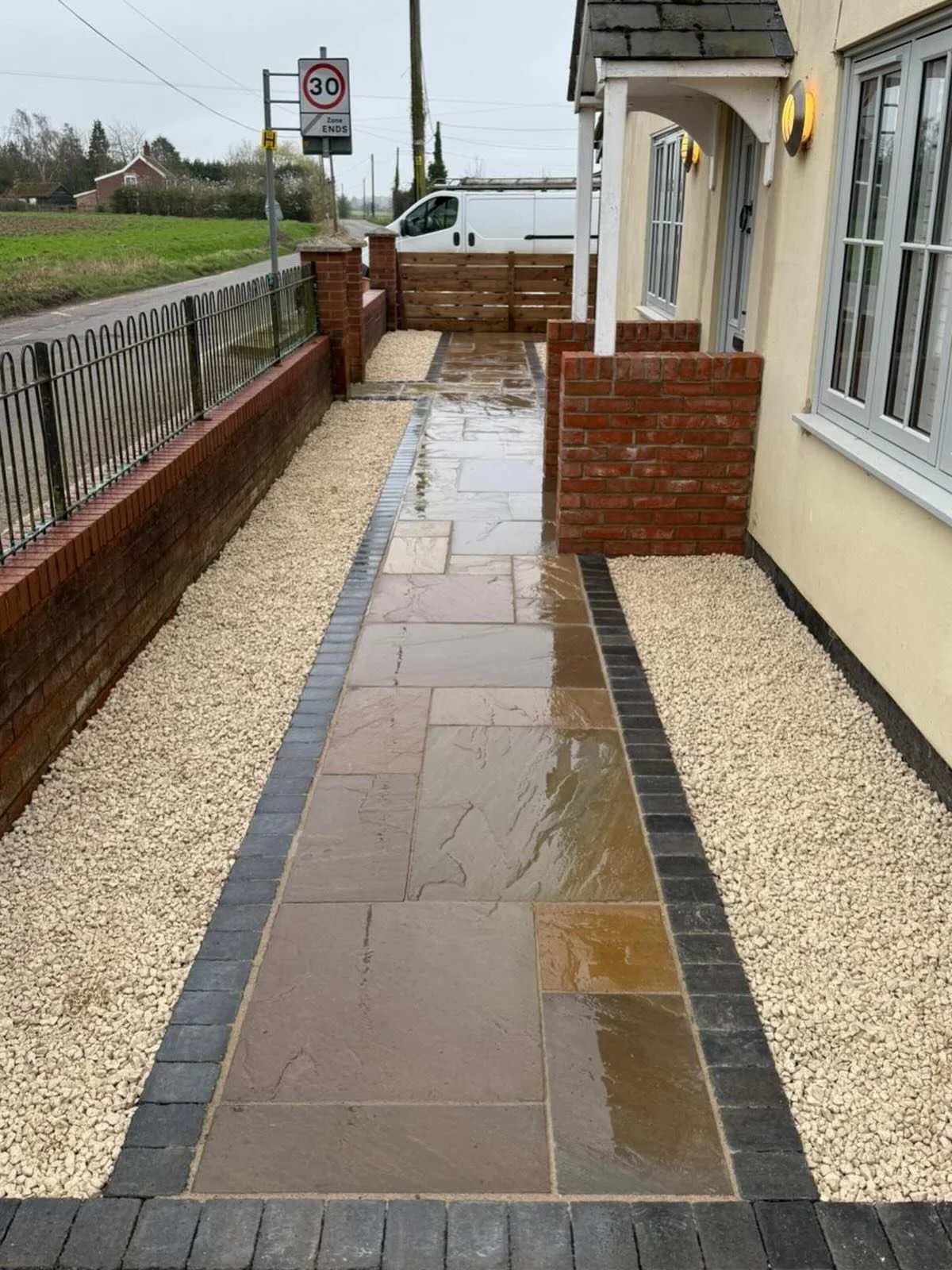Before ➡️ After transformation
Old gravel path replaced with natural stone paving, charcoal edging and decorative stone borders.
Clean, low maintenance and a huge upgrade to the entrance.

📍 Another happy customer

#landscaping #paving #gardenmakeov