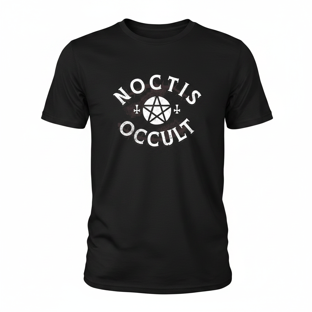 Noctis Occult Graphic Tee featuring the distressed pentagram logo on a black unisex T-shirt