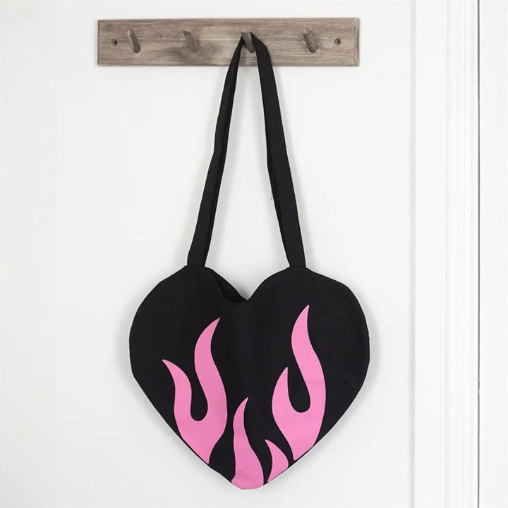 Flaming Heart Canvas Tote Bag