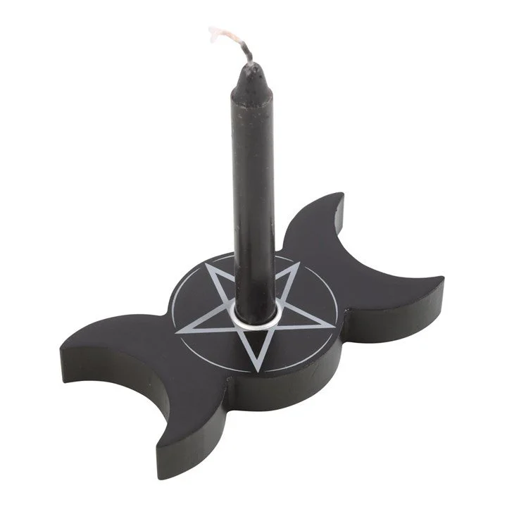 Triple Moon Pentacle Candle Holder