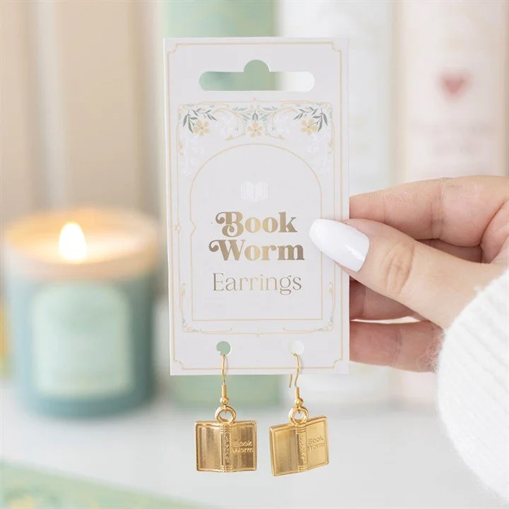 Book Worm Earrings - Gold Plated