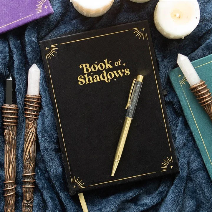 Book of Shadows with Obsidian Crystal Pen