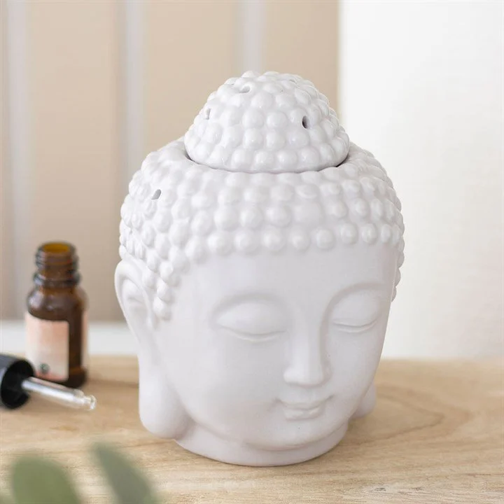 Buddha Head Ceramic Oil Wax Burner - Grey