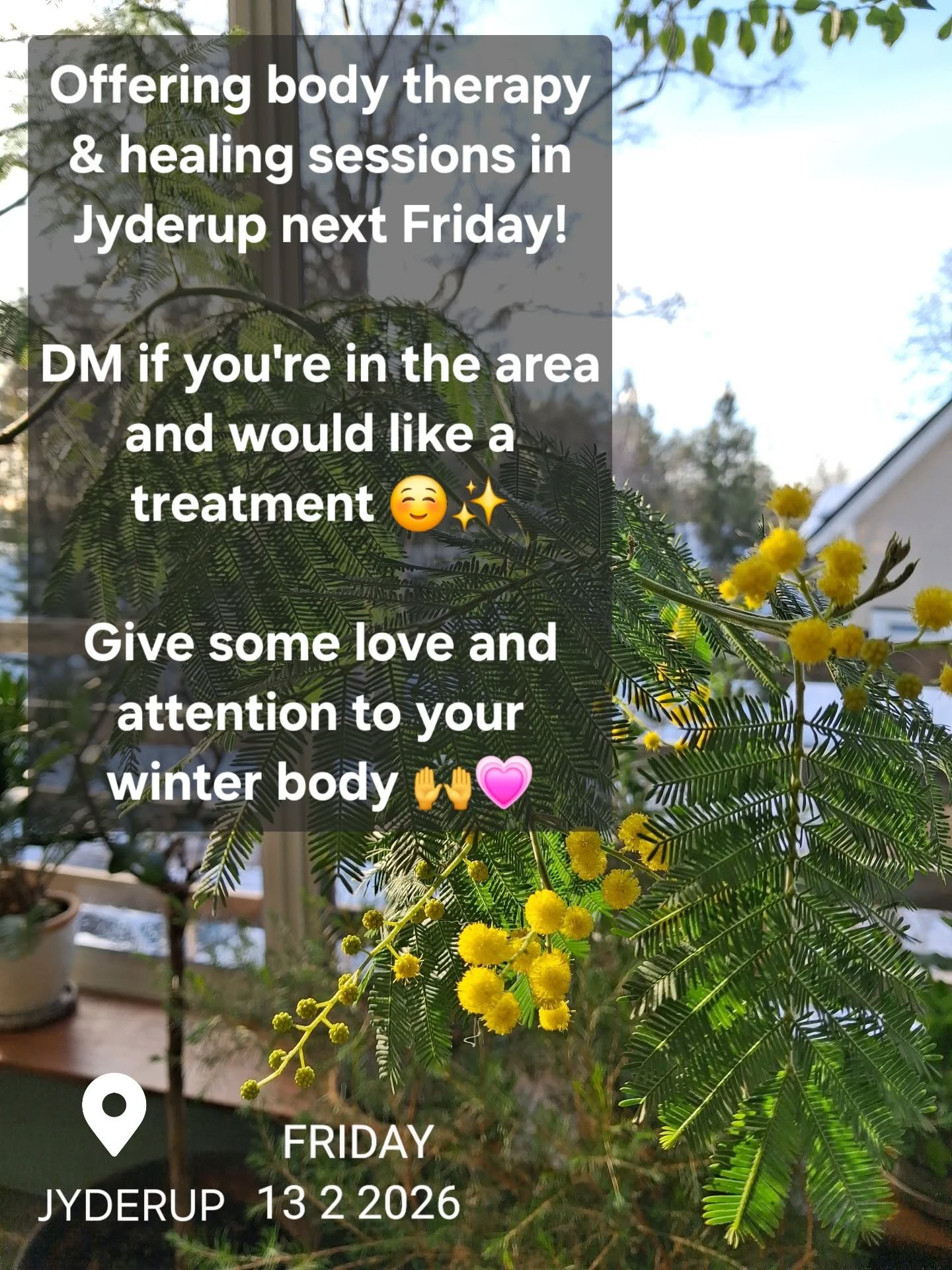 Looking forward to welcome you outside of Copenhagen in a beautiful serene setting right next to Jyderup forest and Skarres&oslash;! ☺️ 
Soften the cold body and add calm to your hibernation ✨️
Reach out to claim your spot 🐾