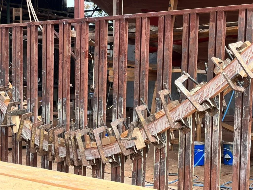 Laminating the frames from mahogany