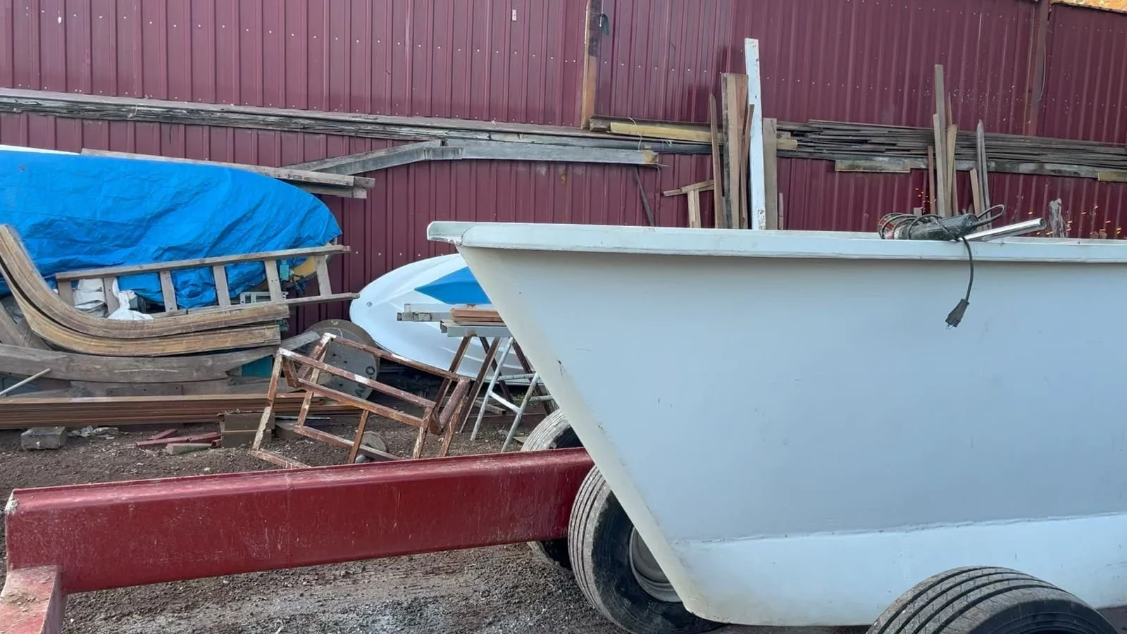 Filled hull now sealed up 16 tons total weight