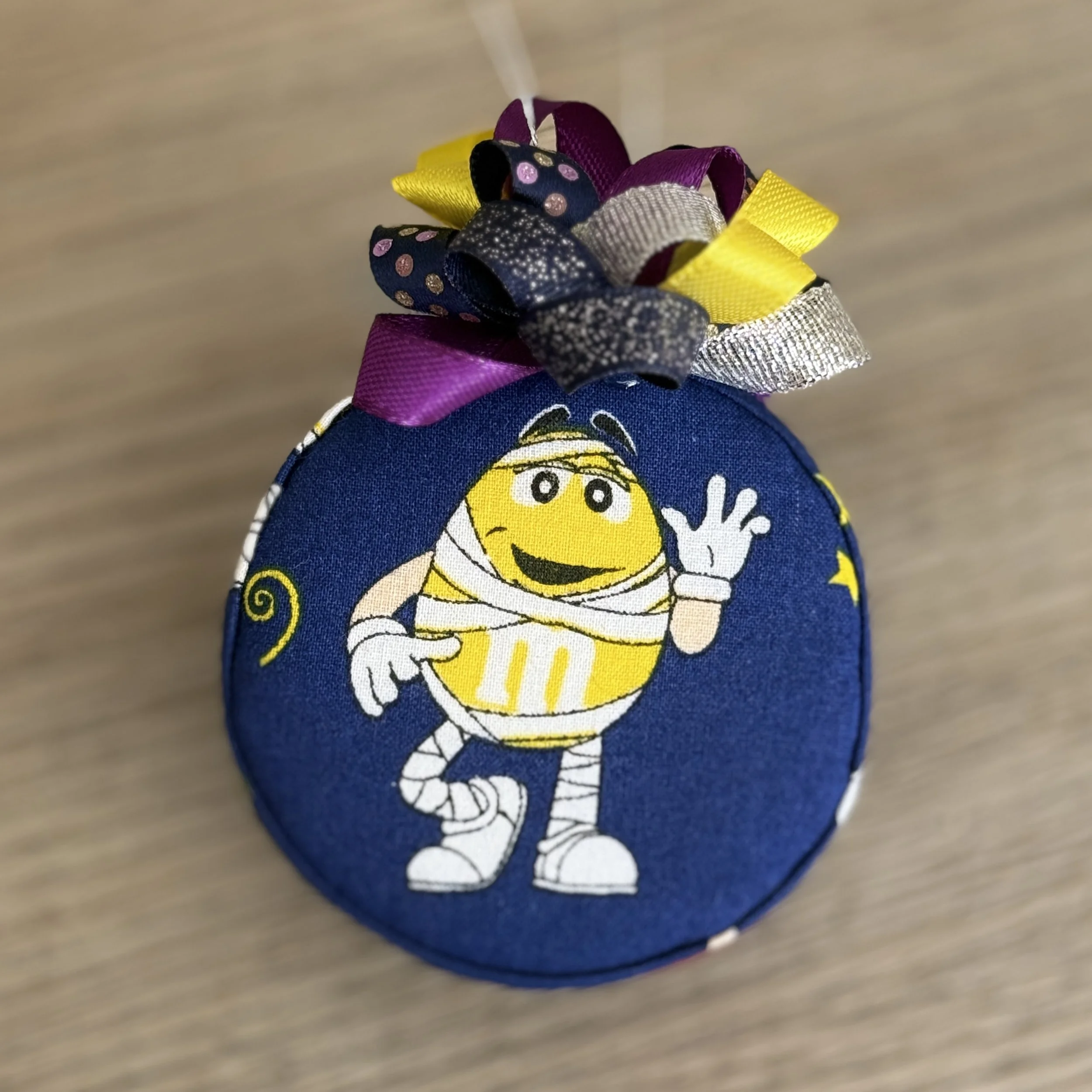 Vibrant Yellow M&M Candy Character Ornament