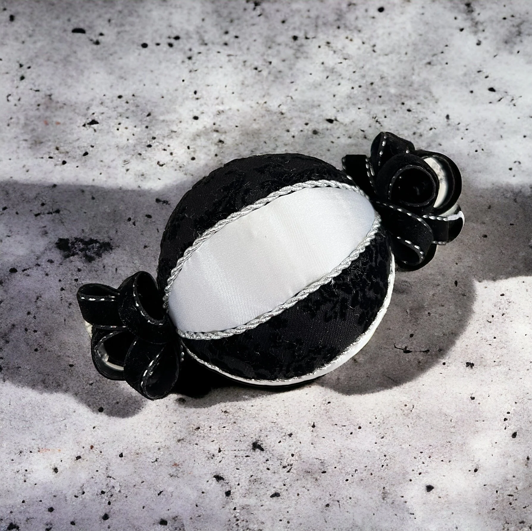Elegant Velvet Bow Ornament with Silver Trim