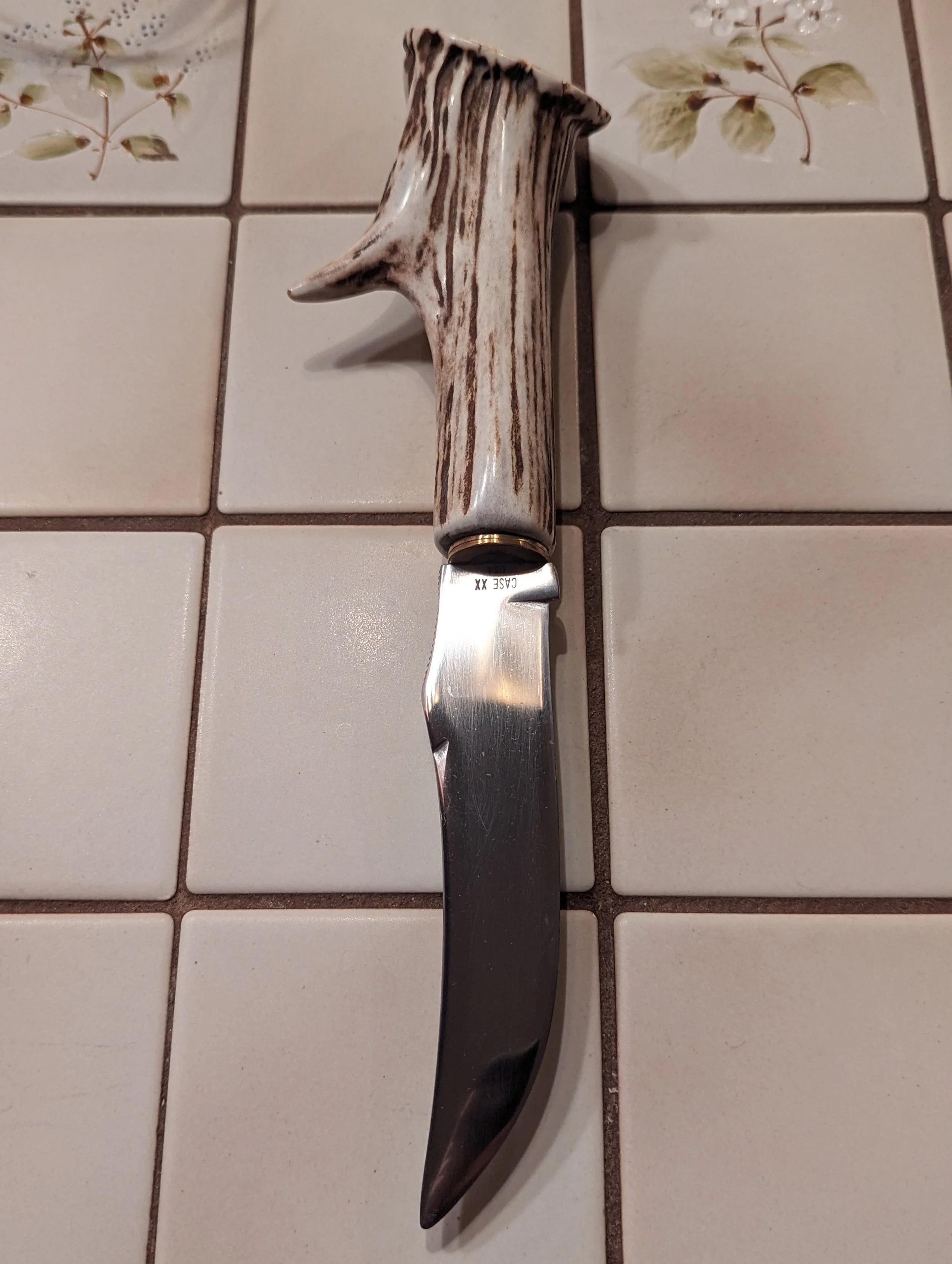 Repurposed Case XX 223-6 Elk Antler handle Fixed blade knife
