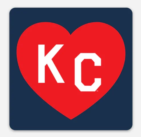 Red heart with white letters "KC" inside, on a dark square background.