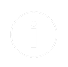 White lowercase 'i' inside a white circle on a black background