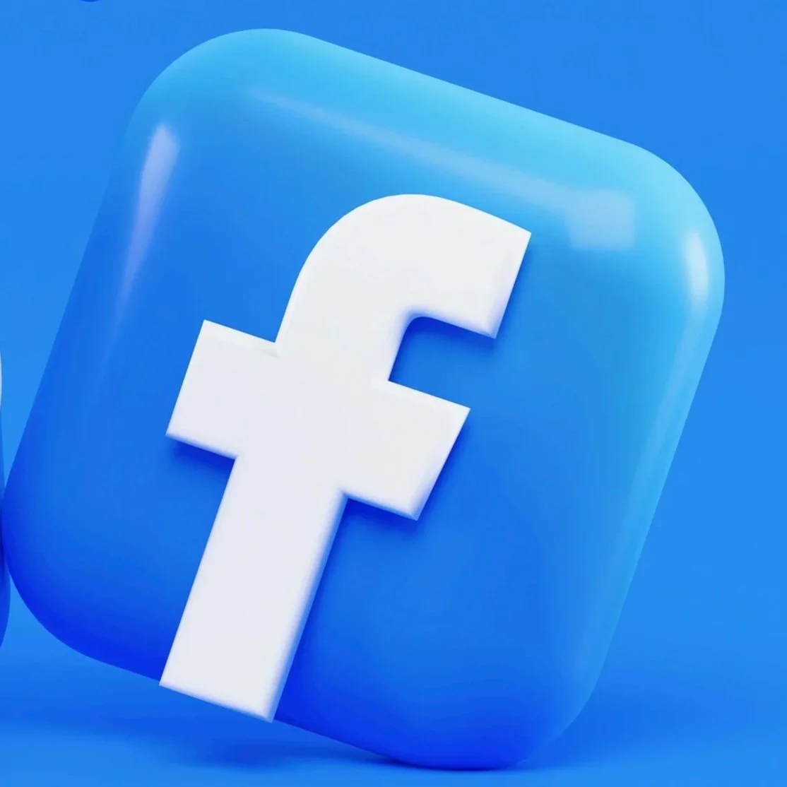 Icona di Facebook su uno sfondo blu.