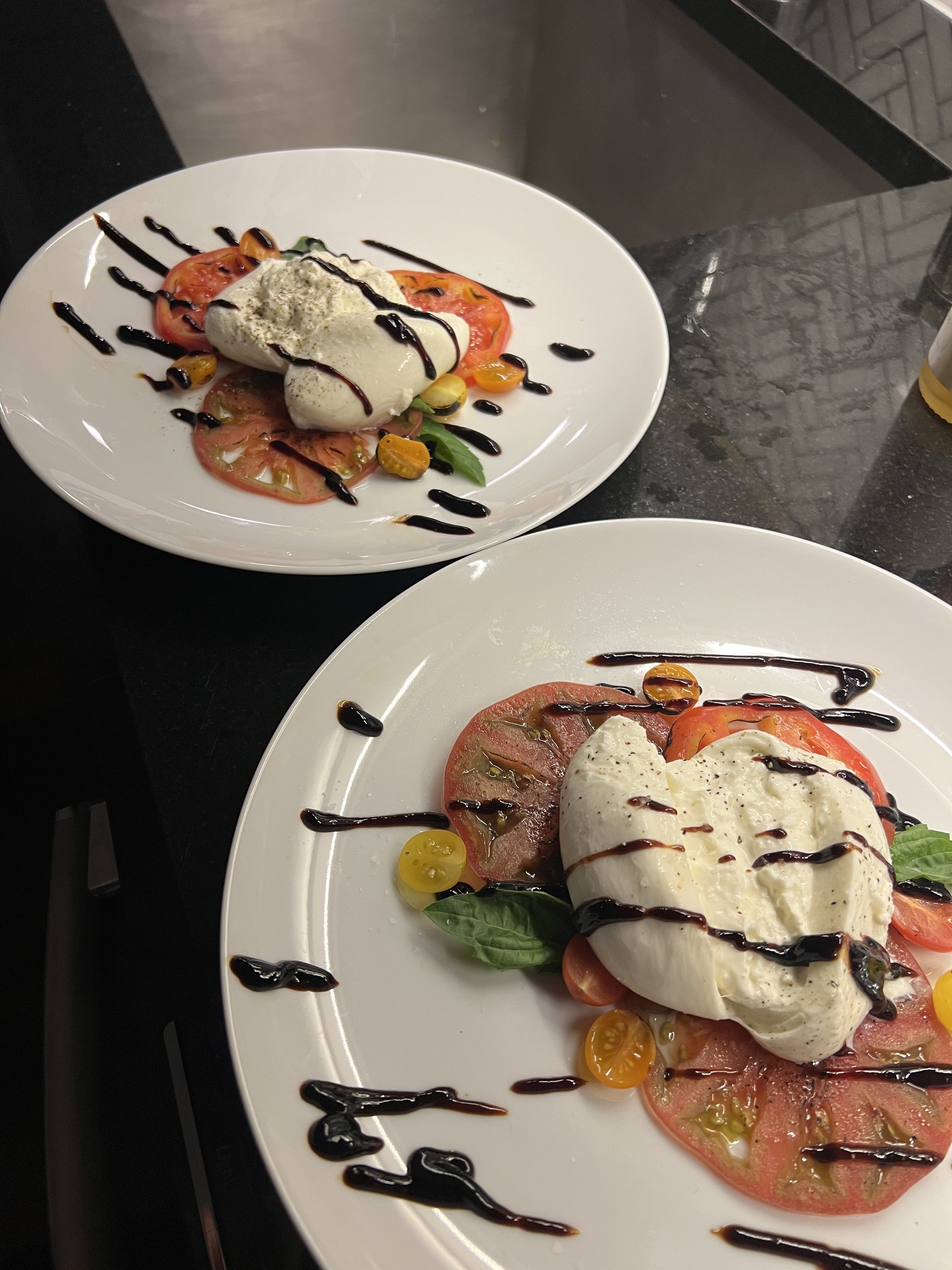 Charred tomato & burrata salad