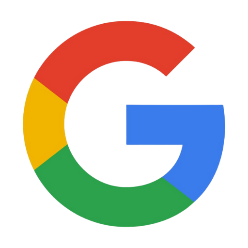 Google logo with a circular shape and colored segments in red, yellow, green, and blue.