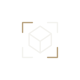 A camera focused on a 3D cube icon representing digital rendering.